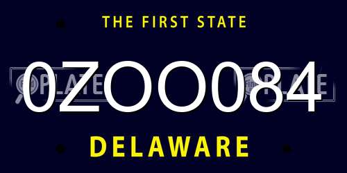 0ZOO084 Delaware License Plate
