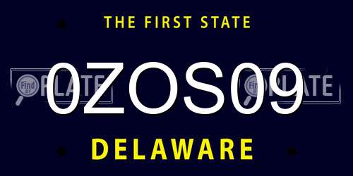 0ZOS09 Delaware License Plate
