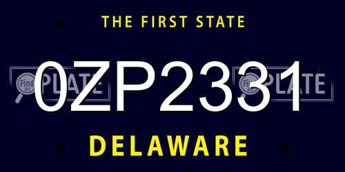 0ZP2331 Delaware License Plate