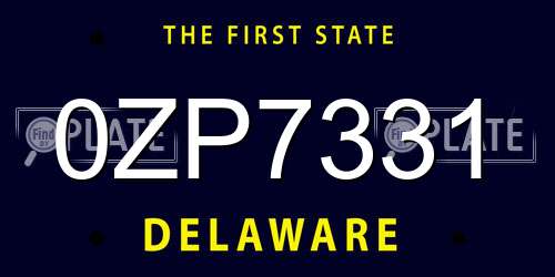 0ZP7331 Delaware License Plate