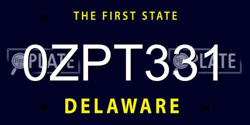 0ZPT331 Delaware License Plate