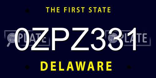 0ZPZ331 Delaware License Plate