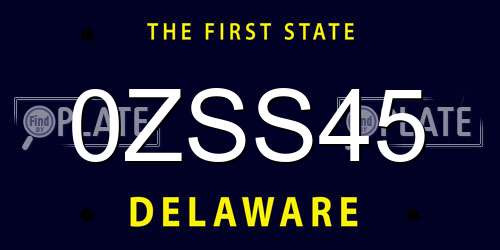 0ZSS45 Delaware License Plate