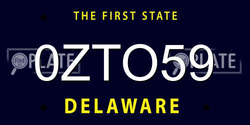 0ZTO59 Delaware License Plate