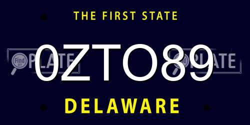 0ZTO89 Delaware License Plate