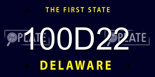 100D22 Delaware License Plate
