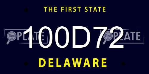100D72 Delaware License Plate