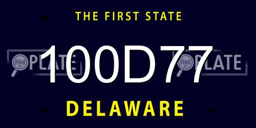 100D77 Delaware License Plate