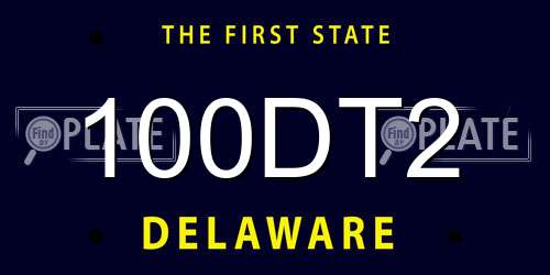 100DT2 Delaware License Plate