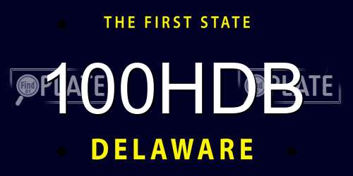 100HDB Delaware License Plate