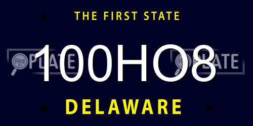 100HO8 Delaware License Plate