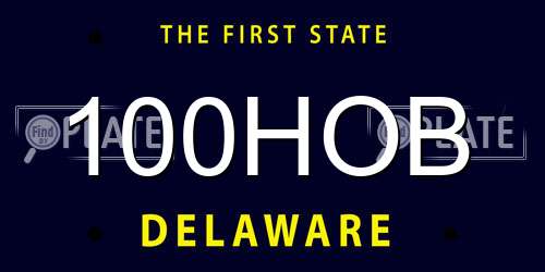 100HOB Delaware License Plate