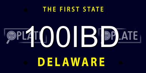 100IBD Delaware License Plate