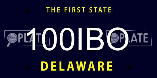 100IBO Delaware License Plate