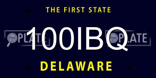 100IBQ Delaware License Plate