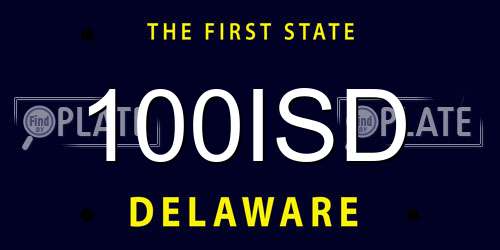 100ISD Delaware License Plate