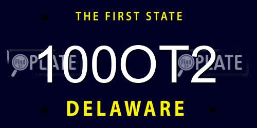 100OT2 Delaware License Plate