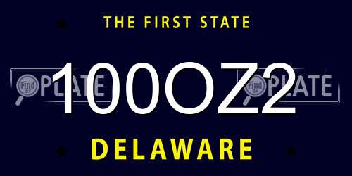 100OZ2 Delaware License Plate