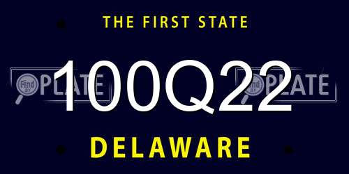 100Q22 Delaware License Plate