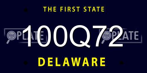 100Q72 Delaware License Plate