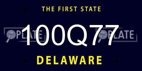 100Q77 Delaware License Plate