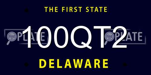 100QT2 Delaware License Plate