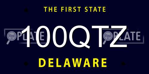 100QTZ Delaware License Plate