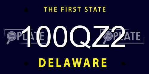 100QZ2 Delaware License Plate
