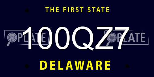 100QZ7 Delaware License Plate