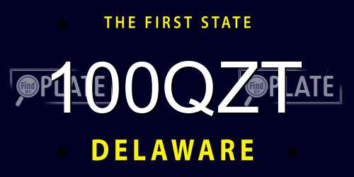 100QZT Delaware License Plate