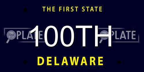 100TH Delaware License Plate