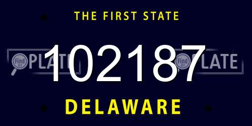 102187 Delaware License Plate
