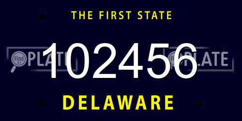102456 Delaware License Plate