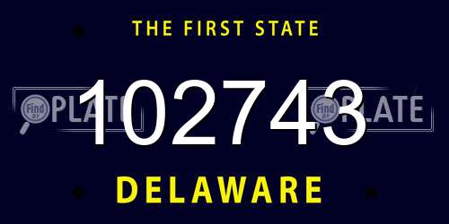 102743 Delaware License Plate