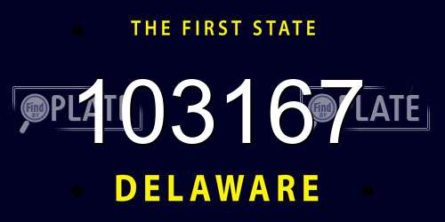 103167 Delaware License Plate