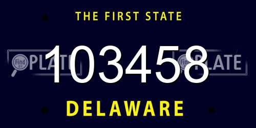 103458 Delaware License Plate