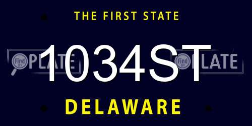 1034ST Delaware License Plate