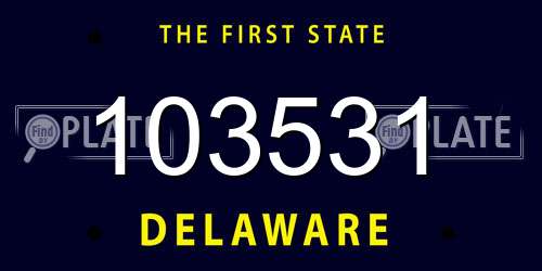 103531 Delaware License Plate