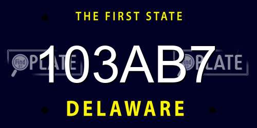 103AB7 Delaware License Plate