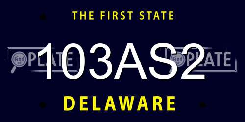 103AS2 Delaware License Plate