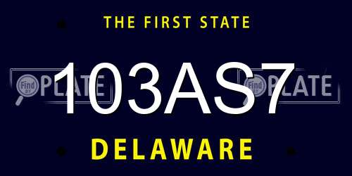 103AS7 Delaware License Plate