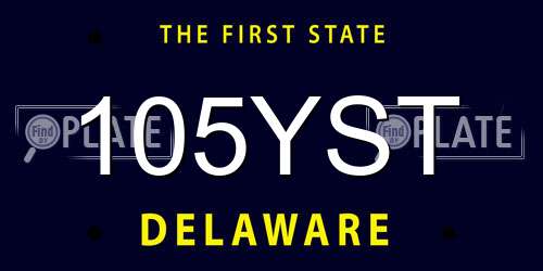 105YST Delaware License Plate