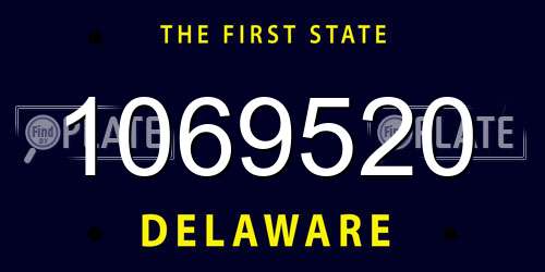 1069520 Delaware License Plate