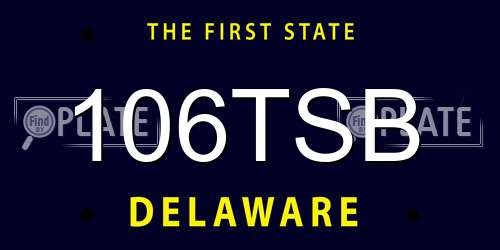 106TSB Delaware License Plate