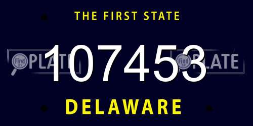 107453 Delaware License Plate