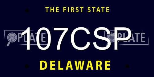 107CSP Delaware License Plate