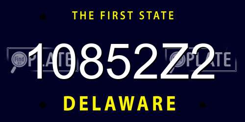 10852Z2 Delaware License Plate