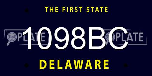 1098BC Delaware License Plate