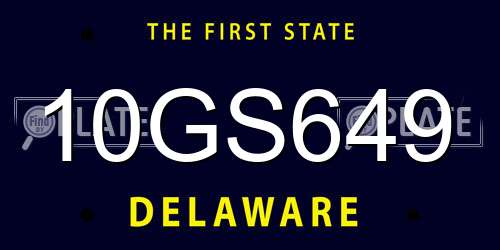 10GS649 Delaware License Plate