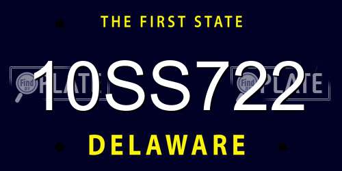 10SS722 Delaware License Plate